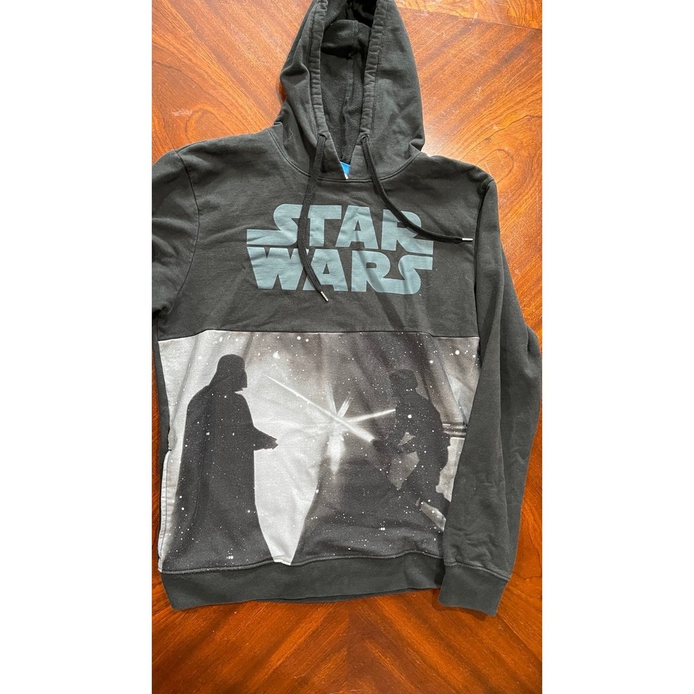 Star Wars Hoodie Mens Large Darth Vader Luke Skywalker Pullover Black